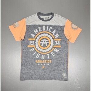 American Fighter MMA T-Shirt Mens Lrg Buckle Exclusive Gray Peach Short Sleeve
